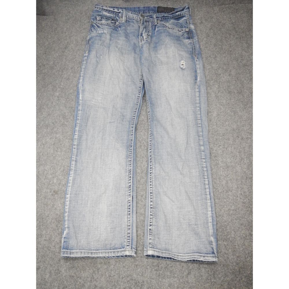 Axel Treadwell Relaxed‎ Straight Jeans Mens W32 L32 Distressed Light Wash Denim